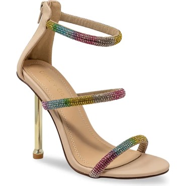 CHASE AND CHLOE Elle Triple Rhinestone Strap Sandal (Women)