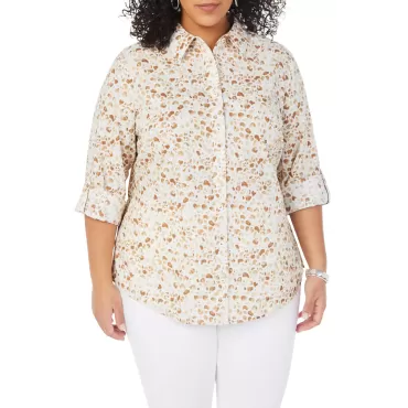 Foxcroft Zoey Watercolor Giraffe Cotton Shirt 