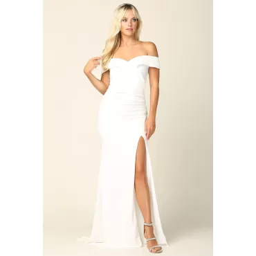 Eva Fashion Long Off Shoulder Fitted Wedding Dress